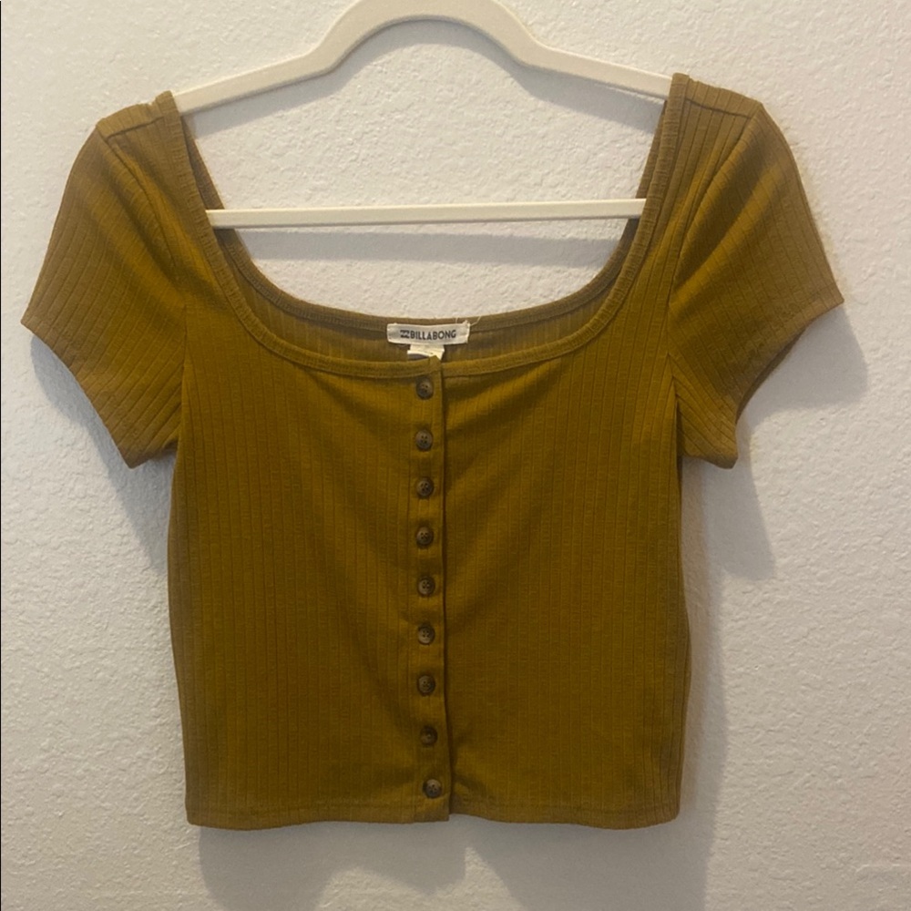 Billabong Yellow Button Down Blouse